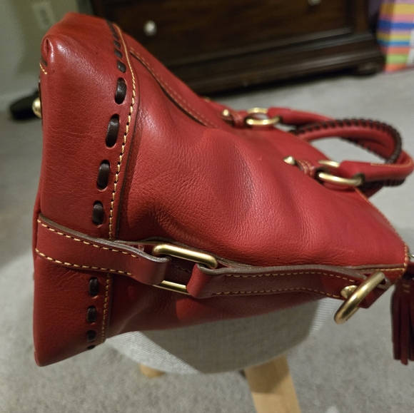 Euc Dooney & Bourke Red Fkorentine Leather Satchel With Pocket - Picture 7 of 11